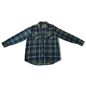 Freedom Foundry Men's XL Green Navy Plaid Flannel‎ Long Sleeve Button Up Shirt